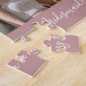 ピンクの書道カスタム写真の花嫁の提案 ジグソーパズル (側面)