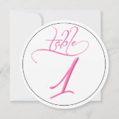 ピンクの書道スクリプトラウンドテーブル番号1カード 招待状 (正面)