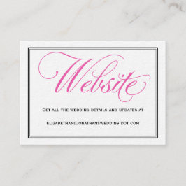 ピンクの書道スクリプト結婚のWebサイトカード エンクロージャーカード