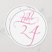 ピンクの書道台丸表番号24カード 招待状 (正面/裏面)