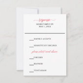 ピンクの書道結婚式RSVPカード 出欠カード (正面)