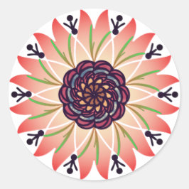 ピンクの曼荼羅の花 ラウンドシール