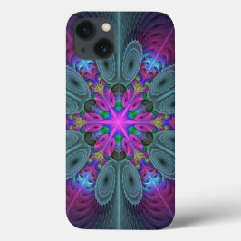 ピンクの曼荼羅カラフルスピリチュアル・フラクタルアート iPhone 13ケース