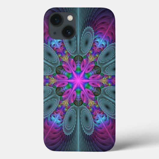 ピンクの曼荼羅カラフルスピリチュアル・フラクタルアート Case-Mate iPhoneケース (裏面)