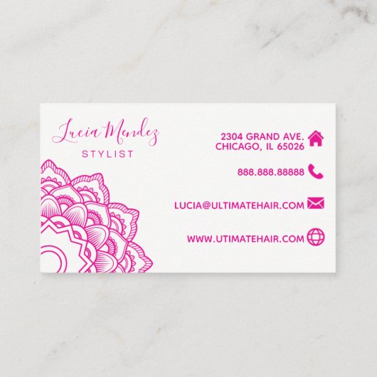 ピンクの曼荼羅 名刺 (裏面)