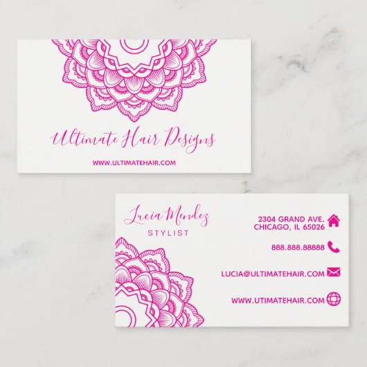 ピンクの曼荼羅 名刺 (正面/裏面)