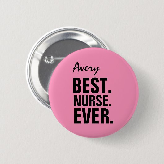 ピンクの最も最高のなナースの名前をカスタムするV12 缶バッジ (正面&裏面)