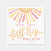 ピンクの最初ののまわりに旅The Sun 1st Birthday スタンダードカクテルナプキン (正面)