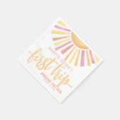 ピンクの最初ののまわりに旅The Sun 1st Birthday スタンダードカクテルナプキン (角)