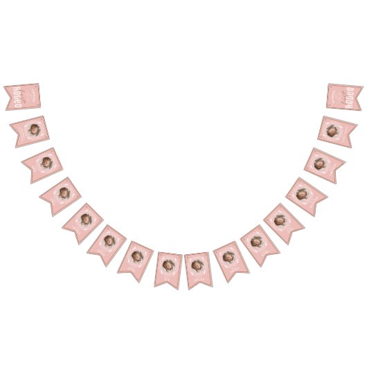 ピンクの最初のRodeoフォトバナー – 女性のカーボーイ1番目の誕生日 バンティングフラッグ (全)