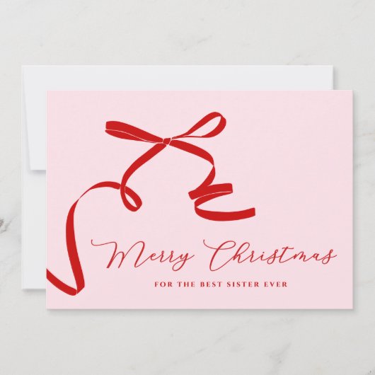 ピンクの最高の姉妹メリークリスマス シーズンカード (正面)