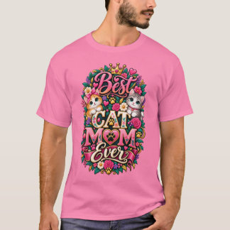 ピンクの最高の猫ママTシャツ Tシャツ