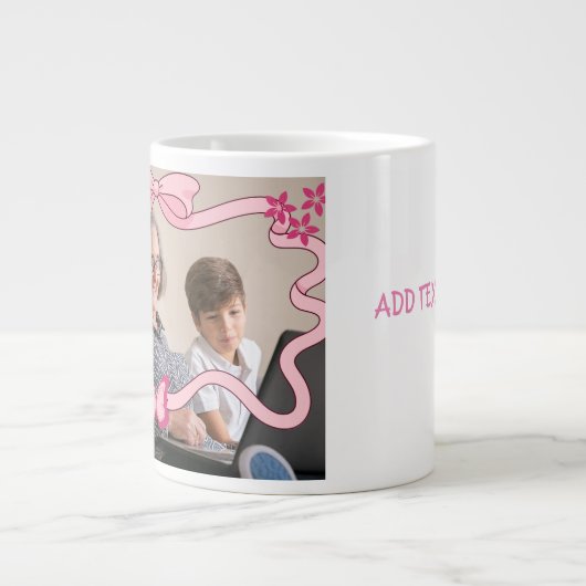 ピンクの最高の蝶祖母と孫 ジャンボコーヒーマグカップ (正面)