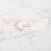 ピンクの月と星のベビーシャワー ペットボトルラベル (シングルラベル)