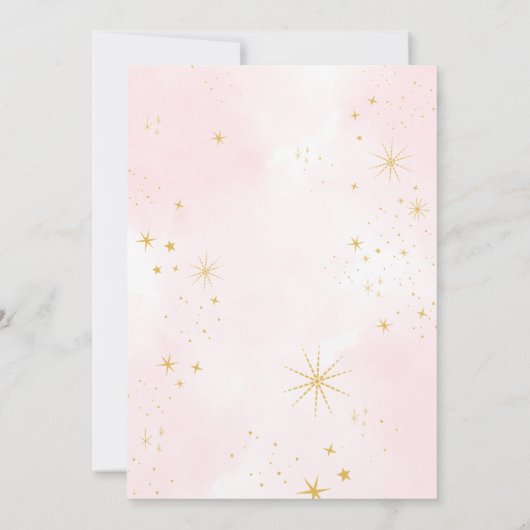 ピンクの月と星のベビーシャワー 招待状 (裏面)