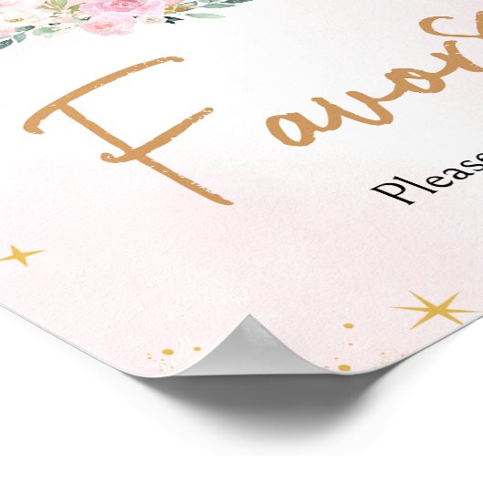 ピンクの月と星の赤ちゃんシャワーが好き ポスター (角)