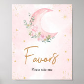 ピンクの月と星の赤ちゃんシャワーが好き ポスター (正面)