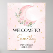 ピンクの月と星の赤ちゃんシャワーへようこそ ポスター (正面)