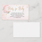 ピンクの月と星の赤ちゃんシャワーベビー エンクロージャーカード (正面/裏面)