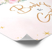 ピンクの月と星の赤ちゃんシャワー本とギフト ポスター (角)