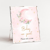 ピンクの月と星ベビーシャワーベビーは甘い ポスター