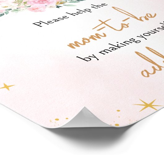 ピンクの月と星ベビーシャワー封筒ステーション ポスター (角)