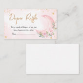 ピンクの月と星赤ちゃんシャワーおむつラッフル エンクロージャーカード (正面/裏面)