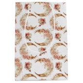 ピンクの月と花 ミディアムペーパーバッグ (正面)