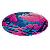 ピンクの月に照らされた森のアート カッティングボード (角)