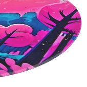 ピンクの月に照らされた森のアート カッティングボード (角)