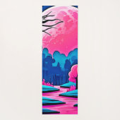 ピンクの月に照らされた森のアート ヨガマット (裏面)