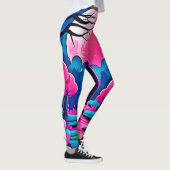 ピンクの月に照らされた森のアート レギンス (右)