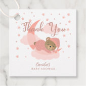 ピンクの月の上に眠るクマありがとう フェイバータグ (正面)