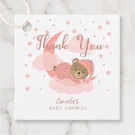 ピンクの月の上に眠るクマありがとう フェイバータグ