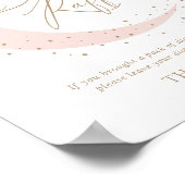 ピンクの月の上の赤ちゃんシャワーおむつラッフルサイン ポスター (角)