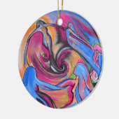 ピンクの月のLoveliesの休日のオーナメント セラミックオーナメント (左)