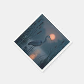 ピンクの月を持つグレーヘロン スタンダードカクテルナプキン (角)