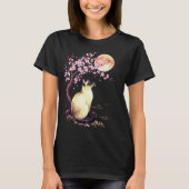 ピンクの月下のシャム猫 Tシャツ (正面)