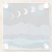 ピンクの月相の風景 ガラスコースター (裏面)