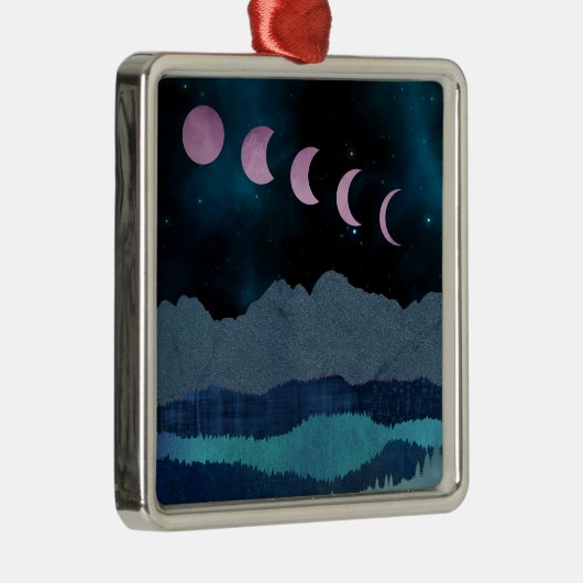 ピンクの月相の風景 メタルオーナメント (右)