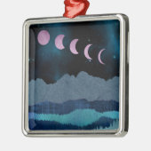 ピンクの月相の風景 メタルオーナメント (左)