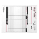 ピンクの月間収支予算計画 ノートパッド (正面)