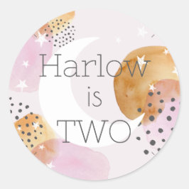 ピンクの月2日の月 ラウンドシール