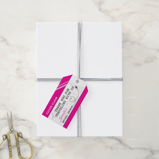 ピンクの有利な要求ブライダルシャワー ギフトタグ (より糸付き)