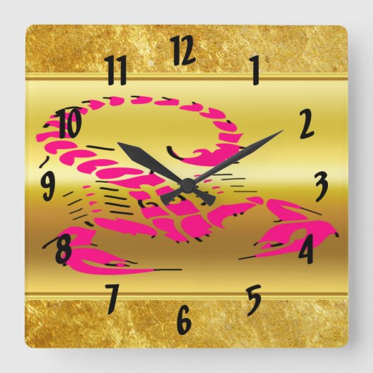 ピンクの有害な蠍の非常に有毒の昆虫 スクエア壁時計 (正面)