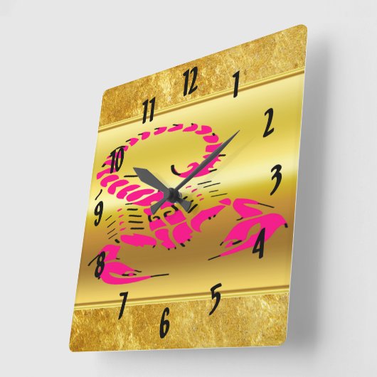 ピンクの有害な蠍の非常に有毒の昆虫 スクエア壁時計 (傾斜)