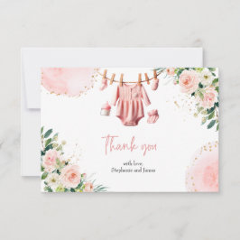 ピンクの服のサンキューカード