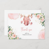 ピンクの服のサンキューカード (正面/裏面)