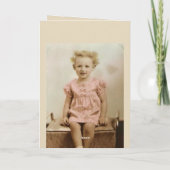 ピンクの服の母の日カードのヴィンテージの小さな女の子 カード (裏面)