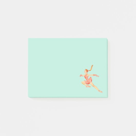 ピンクの服を着た姿スケーターのレトロ画像 ポストイット (正面)